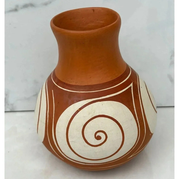Native By Unknown Artist Hand Painted Pot Brown Size 6"x 3" - Picture 1 of 8